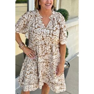 NWT Aureum Tiered Floral Hi Lo Hem Mini Dress Women's Small